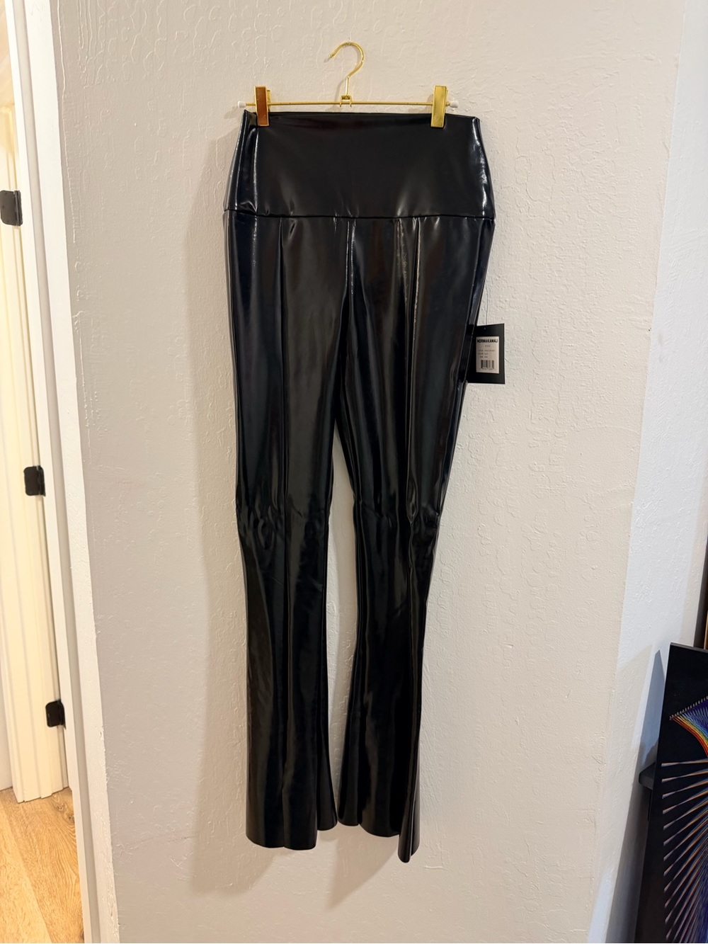 Norma Kamali Black Shiny Faux Leather Leggings